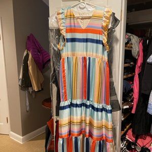 NWOT Jade Stripe Ruffle Dress XS